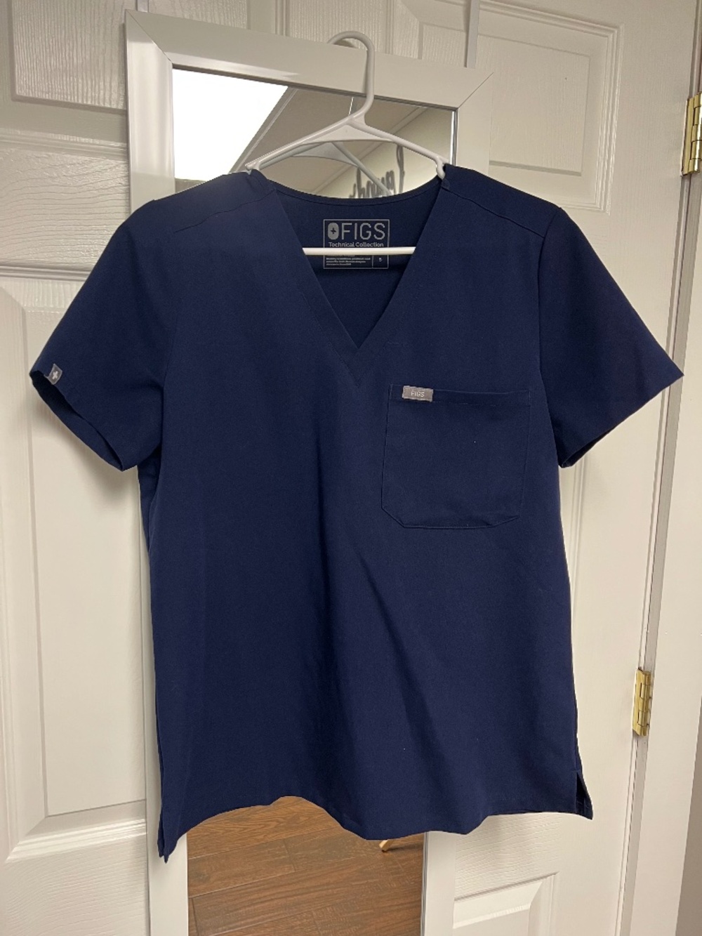 Small navy figs set, Catarina One-Pocket Scrub Top and Zamora Jogger Scrub Pants